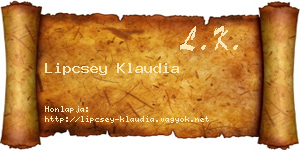 Lipcsey Klaudia névjegykártya